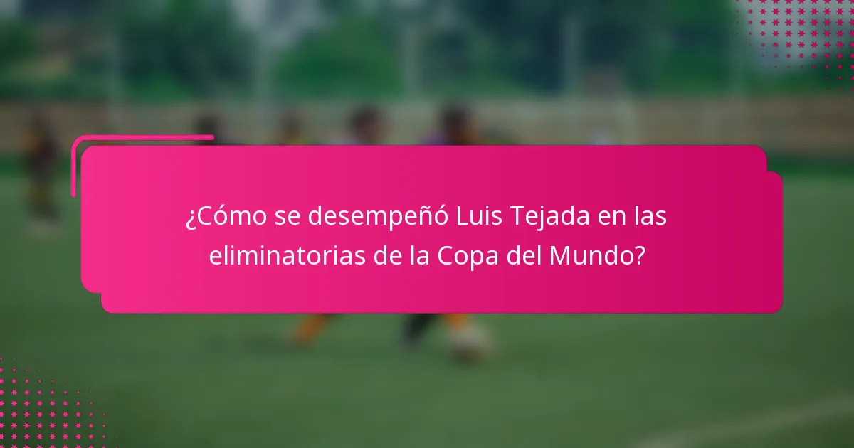 ¿Cómo se desempeñó Luis Tejada en las eliminatorias de la Copa del Mundo?