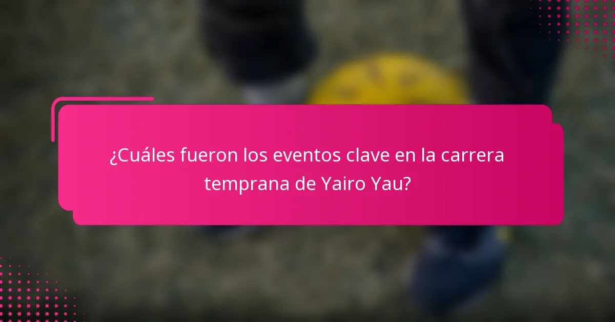 ¿Cuáles fueron los eventos clave en la carrera temprana de Yairo Yau?