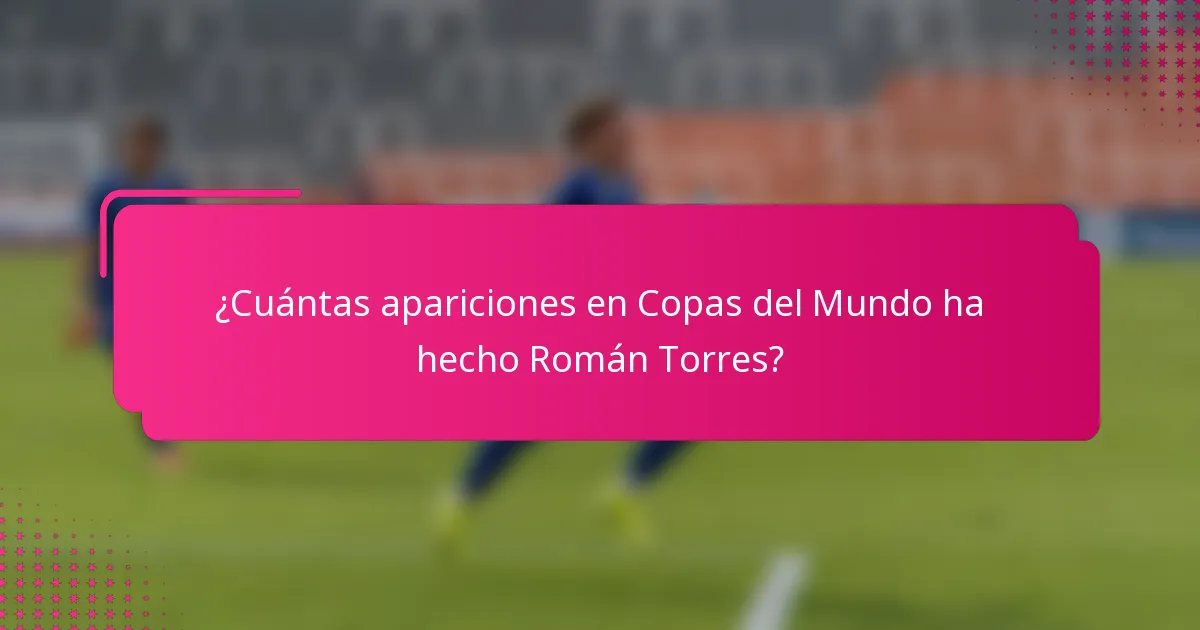 ¿Cuántas apariciones en Copas del Mundo ha hecho Román Torres?