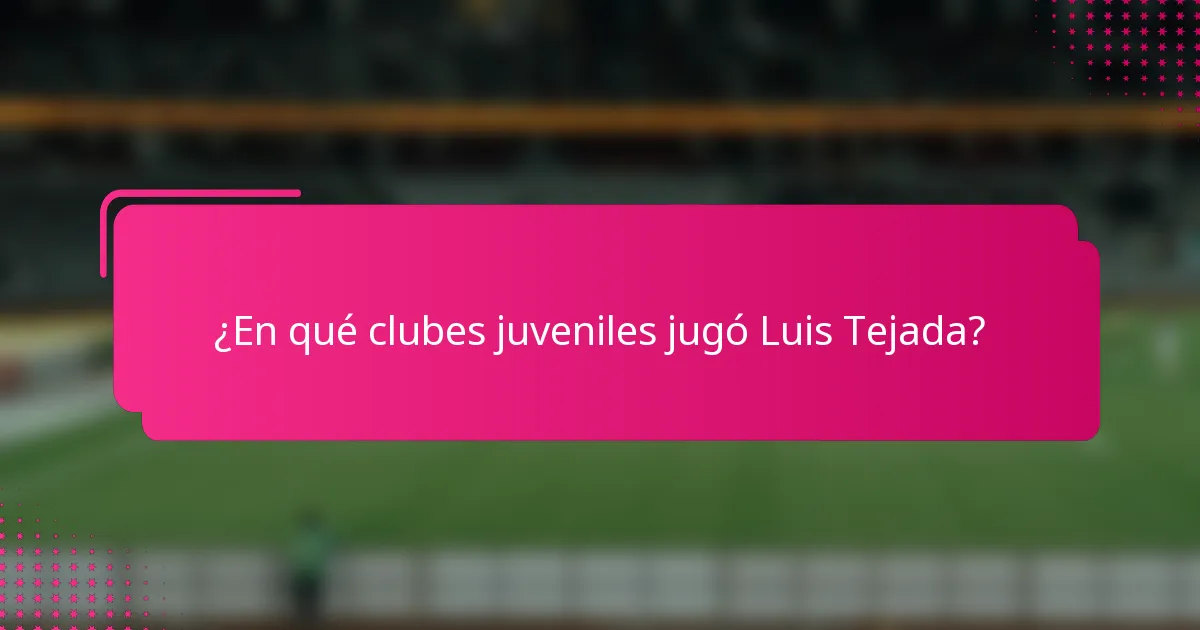 ¿En qué clubes juveniles jugó Luis Tejada?