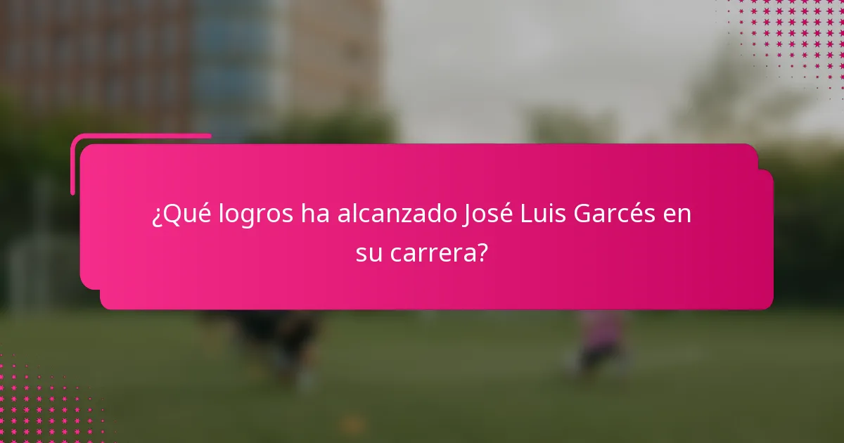 ¿Qué logros ha alcanzado José Luis Garcés en su carrera?