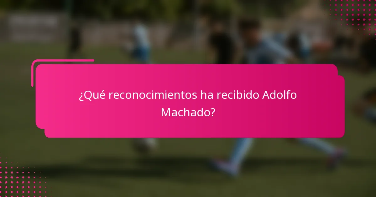 ¿Qué reconocimientos ha recibido Adolfo Machado?